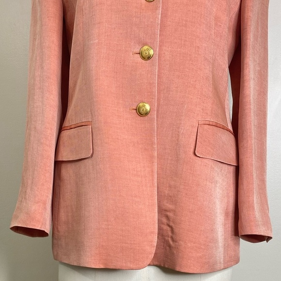 CLASSIC LUXURY VINTAGE WINDSOR BLAZER FLAX SILK CORAL SIZE EURO 40 - Picture 6 of 17